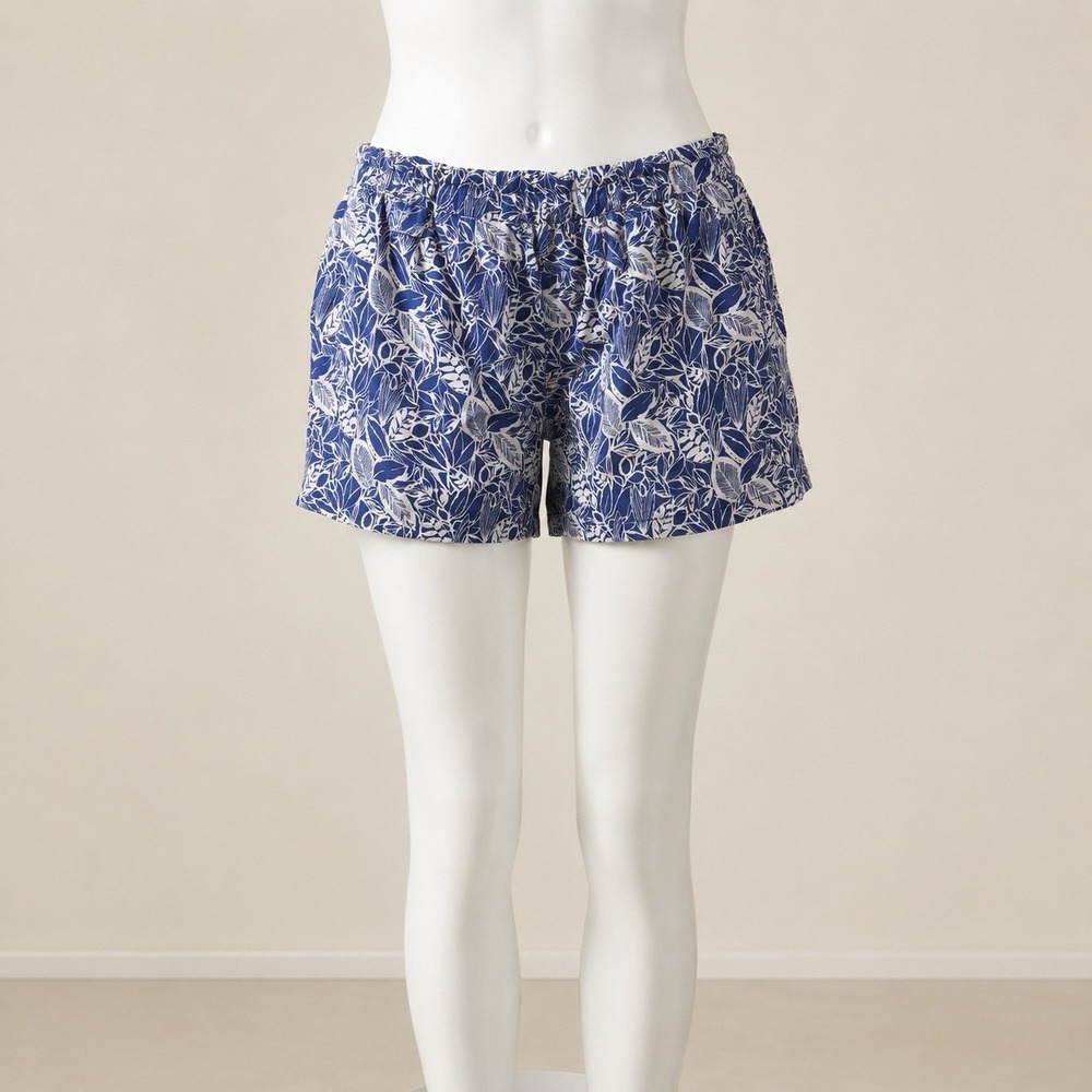 ANA New Approach Paperbag Shorts Linen Blend Women 3X Blue Floral Tropical Vaca - Picture 1 of 15
